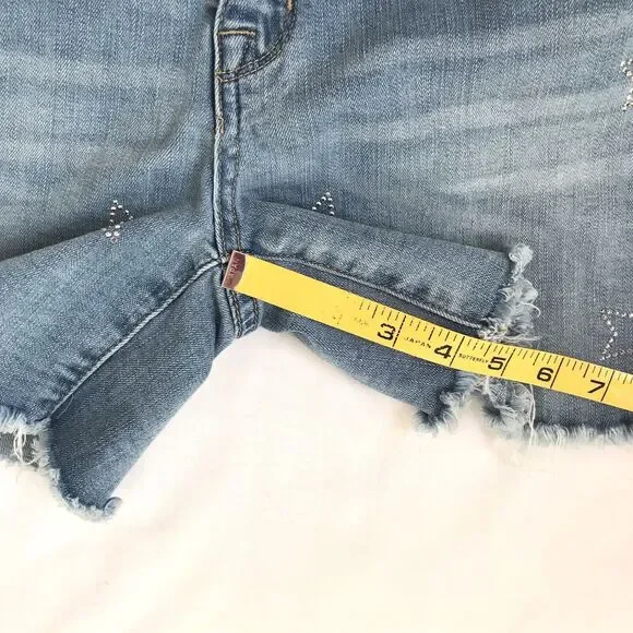 Seven7 Seven Denim Weekend Shorts Women 6 Blue Stretch Bling Stars Patriotic USA - Picture 6 of 12